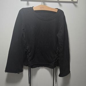 Betsy Jonhson Black Lace-Up Detail Top